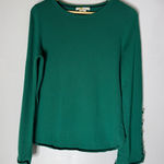 Boden Green Wool Cotton‎ Crew Neck Sweater Button Sleeve Detail Small Photo 0