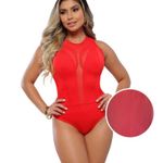 Ambiance apparel sheer bodysuit Button Clasp Down size large Coral sleeveless Photo 10
