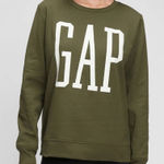 Gap  Green White Logo Pullover Crewneck Sweatshirt Women’s XXL 2XL Photo 0