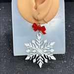 Red Bow and White Snowflake Earrings Photo 1