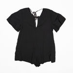 Splendid Combishort Heavy Crosshatch V Neck Tie Back Mini Romper Playsuit Black Photo 0