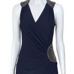 Vintage Y2K Navy Blue Beaded Cocktail Hoco Dress. S/M. Silver Boho Glam Party Size M Photo 6