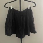 Aerie Pool to Party Tiered Mini Skirt Black Cotton Gauzy Drawstring Size Medium Photo 2