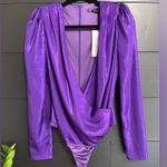 ZARA  Shimmer Metallic Purple Long Sleeve Bodysuit Disco Top NWT Sz XS Photo 0