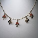 Vintage Mushroom and Teacup Charm Gold Tone Necklace Gold Photo 5