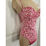 ZARA  S Pink & White Floral Corset Bodysuit Ditsy Adjustable Straps Satiny Feel Photo 4
