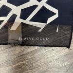 Elaine Gold Geometric Sheer Square Scarf Blue Black White Modern Print VTG NWT Photo 1