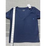 Hollister Women Navy Blue Ribbed V Neck Short Sleeve T Shirt Size Medium Photo 1