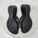 Merona Leather Wedge Sandals Womens 8 Black Stitching Slip on Mules Slides Y2k Photo 13