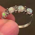 Women simulated opal silver plated ring size 6.75 Photo 7