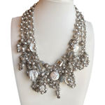 Silver Tone Gray Pearl and Coin Pearl Glass and Labradorite Beaded Necklace Photo 0