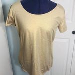 Notations NWT Shimmery Metallic Gold Scoop Neck Short Sleeve Blouse Size Small Photo 0