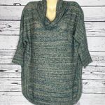 l*space Field Flower Size S Blue & Tan Dye Cowl Neckline Tunic Sweater Top Photo 0