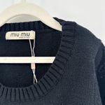 Miu Miu Made in Italy Black Knit Sweater Top Embellished Cropped Long Sleeve XS Photo 3