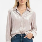 Marc Jacobs Marc New York Crinkle Velvet Button Down Blouse Womens M Champagne Glam Elegant Photo 0