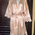 Womens Satin Robe Embroidered Bridesmaid Wedding Party Champagne Gift W Slippers Size undefined Photo 1