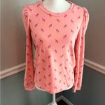 Lilly Pulitzer Jansen Sweatshirt Peach Hyacinth Flamingo Print Sz Small Photo 1