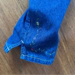 Vintage Second Generation Embroidered Floral Hem Denim Capri Jeans: Size 9 Blue Photo 5
