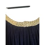 Nina Leonard Navy Blue Gold Trim Sleeveless Chic Swing Dress Women Sz M Photo 6