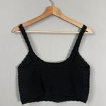 Aerie Summer Nights Cropped Tank Top Women's XS Black Crochet Knit Boho Summer Photo 3