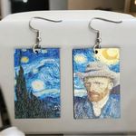 Stylish Mismatched Drop Earrings Wooden Pendant‎ Perfect Decor For Art Lovers Blue Photo 4