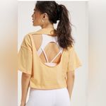 Adidas Hyperglam Boxy Cutout Vented Athletic Short Sleeve Shirt Small amber Photo 3