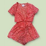 Princess Polly Floral Tie Front Romper Open Shorts - Red White Photo 1
