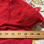 Staccato  women’s size small lace sleeve keyhole button closure coral salmon tone Photo 3