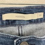 Hudson Rosie Wide Leg High Rise Jeans Dark Wash Wm Size 33 Button Fly Raw Hem Blue Photo 2