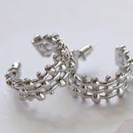 Silver Hoop Earring braided Hoops Earrings Medium Hoop Earrings Photo 0