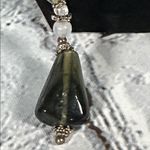 Teardrop Grey Charcoal Black Iridescent Silver Beaded Necklace and Earring Set Photo 4