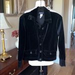 Jones New York  Signature Petite Sweater Black Velour Button Down Front Womens PM Photo 3