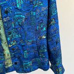 Chico's Chico’s Silk Blend New York City Taxi, Market, Bakery Printed Blazer Jacket Photo 3