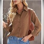 Elegant Brown Button Down Shirt for Women oversized Med Photo 2