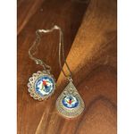 DGS Sterling Silver 925 Filigree Handpainted Ceramic Ring & Pendant Sz 6.5 Photo 2