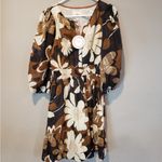 Umgee Black and Brown Floral Long Sleeve Dress NEW WITH TAGS Photo 2