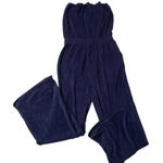 Aerie Terrycloth Terry Strapless Wide-Leg Jumpsuit Pockets Navy Blue size XS Photo 0