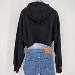 TNA Aritzia Airyaf Women Fleece Crop Hoodie Black Size 2 XS Boxy Sweatshirt Photo 4