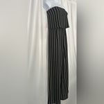 Free Generation Sophisticated Black and White Pinstripe Strapless Jumpsuit (769) Size M Photo 2