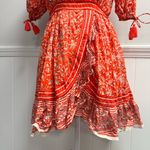 Cleobella Blair Tassel-Cuff Ruffle Short Sleeve Mini Dress Floral Orange Small S Photo 9