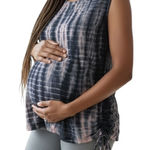 A pea in the pod Maternity Tie Dye Sleeveless Tee XS NWT Blue Pink Summer Photo 0