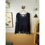 Deletta  by Anthropologie Dark Navy Crochet Lace Long Sleeve Top - Size - Large Photo 1