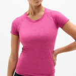 Athleta  Short Sleeve Athletic T Shirt Fitted Stretch Large Photo 0