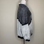 intage Black White Nylon Track Jacket Windbreaker Geometric Pattern Sz 1X Photo 3