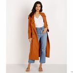 Jen's Pirate Booty  Basic Instinct Trench Coat Sunburn Linen Blend Size M/L Photo 1