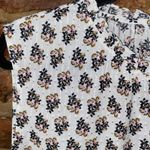 Talbots White Silver Metallic Floral Sleeveless Blouse Women's Size 2X Photo 2