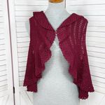 BCBGMAXAZRIA  Crochet Shrug Sweater Vest Burgundy Cherry Red Medium Large Photo 1