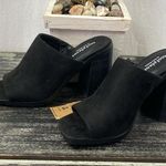 Steve Madden  Cool Planet Black Leather Block Heel Open Toe Shoes 8 NEW Photo 0