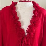 St. John Vibrant evening by Marie gray Red Knit cardigan sweater size 14 Photo 5