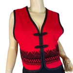 VINTAGE 1990'S BYER STUDIO RED & BLACK EMBROIDERED CROPPED VEST (8) Photo 0